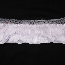 Round Feather Trimming Lace Light Grey - 1 Meter