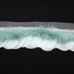 Round Feather Trimming Lace Light Mint - 1 Meter