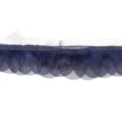 Round Feather Trimming Lace Navy Blue - 1 Meter