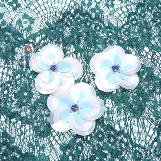 Labuci Berlian Bunga Langit Biru Putih - 3 pcs #3028