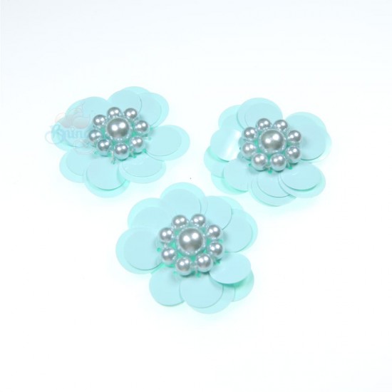 #3031 Sequin Pearl Flower Mint Green - 3 pcs