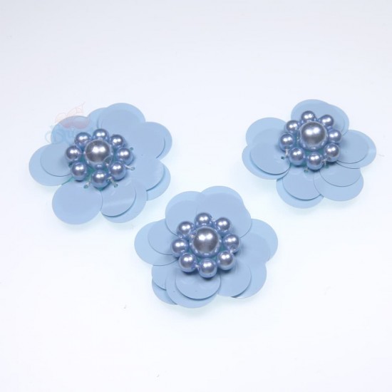 #3031 Sequin Pearl Flower Sky Blue - 3 pcs
